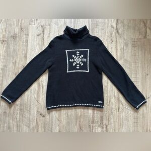 Northern Reflections Black knitted Sweater embroidered Snowflake Design